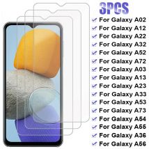 3-teilige Displayschutzfolien für Samsung Galaxy A22 A02S A12 A13 A33 A32 A52 A72 auf Samsung A53 A23 A73 A54 A55 A56 5G gehärtetes Glas