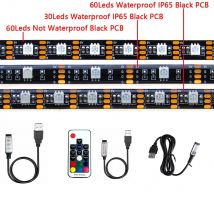 USB LED Strip Light 5V RGB Waterproof Black PCB 5050 0.5m 1m 2m 3m 4m 5m Led Strip Light Tape PC TV Backlight Remote Controller
