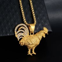 Punk Iced Out Gallische Hahn Anhänger Gold Farbe Edelstahl Tier Collier Halskette Für Männer/Frauen Mode Französisch Juwel