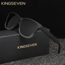 KNGSEVEN Trendy Round Sunglasses Men Women Causal Polarized Anti-UV400 Glasses Outdoor Causal Black Frame Driving Eyewear