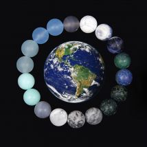 2024 New Universe Galaxy Bracelet Simple 10MM Natural Sodalite Turquoises Stone Bead Bangle Planet Solar System Earth Mars Gift