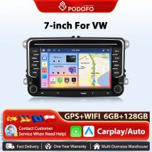 Podofo 6 + 128G Drahtlose Carplay Auto Radio für VW GPS Navigation Android Auto Multimedia Player Mirrorlink Android FM/RDS Radio