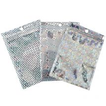 50pcs/lot Holographic Laser Foil Pouch Resealable Mylar Plastic Bags Ziplock Bags for Jewelry Display Wrapping Storage Pouches