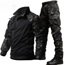 Outdoor Tactical Sets Men Clothing Multi-Pocket Shirts +Straight Cargo Pant 2Pc Suits Camo Wear-resisting Windproof Tactical Set