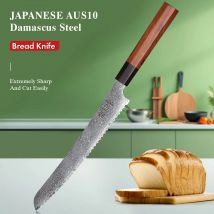 8.5 "gezackte Brotmesser Damaskus Stahl Küche japanische Kochmesser schneiden Käsekuchen Toast schneiden profession elle Backwerk zeuge