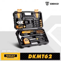 DEKO DKMT62 Kit de herramientas manuales, material CR-V y S2 para reparación profesional de automóviles Juego de llaves de tubo de trinquete con casquillo