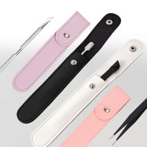 Custodia protettiva in pelle PU per spingipelle, rimozione della pelle morta, custodia per pinzette per ciglia, nail art