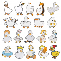Cartoon White Duck Goose Goose Cute Animal spille Cute Funny risvolto zaino Badge gioielli regalo per bambini amici