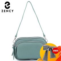 Zency Casual Designer Damen-Umhängetasche, Handtasche aus Rindsleder, mehr Taschen, großes Fassungsvermögen, Umhängetasche für Damen, Blau