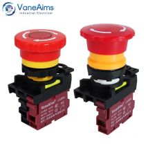 22 mm LA36M Not-Aus-Schalter, abschließbarer Druckknopf, 12 V, 24 V, 220 V, 10 A, 1 Öffner, 2 Öffner, roter Pilzkopf, E-Stop-Schalter, Ein-Aus-VaneAims