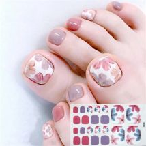 22Tips/Sheet Nail Sticker Adhesive Toenail Art Polish Tips French Glitter Sequins Nail Wraps Strips