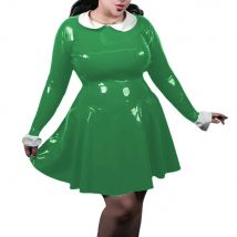 Plus Size Partykleid Elegante Dame Peter Pan Kragen Langarm A-Linie Kleid Große Größe Frauen Formal Mini Hohe Taille Kurzes Kleid