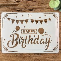 New 18cm Happy Birthday Flag DIY Layering Stencils Painting Scrapbook Coloring Embossing Album Decorative Paper Card Template