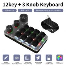 Programowanie Bluetooth Makro Niestandardowa 3-rękowa klawiatura RGB 12-klawiszowa kopia Wklej