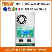 PowMr 60A MPPT controlador de carga Solar retroiluminación 12V 24V 36V 48V regulador de batería de litio de plomo ácido entrada máxima de 160V de Panel Solar