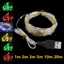 Luci a stringa LED USB da 20 m Luci a stringa da fata Luci a stringa a LED bianche calde per la decorazione natalizia della festa nuziale