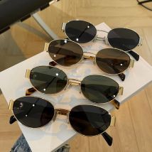 Trendige ovale Sonnenbrille für Damen, 2025, Luxusmarke, Designer-Sonnenbrille mit Metallrahmen, Damen, klassisch, Vintage, runde Farbtöne, Unisex