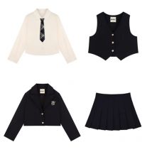 Children Fashion Wedding Tuxedo Kids Suit for Girl Formal Jacket Vest Blouse Skirt 3 Pieces Set School Party Blazer Clothing