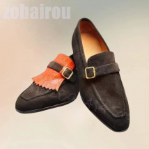 Orange Quasten Braun Nähen Design Schnalle Loafers Mode Slip Auf Männer Schuhe Luxus Handgemachte Party Fest Dating Männer Casual Schuhe
