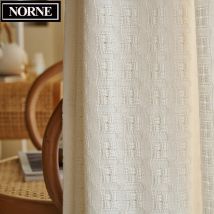 Norne-Solid Log Retro-Stil transparente Vorhänge für Wohnzimmer und Schlafzimmer, einfache Jacquard Tüll Fenster vorhänge Voiles nach Maß