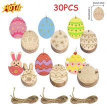 12/18/24/30 pz di Legno Coniglio Pulcino Pendenti Creativo Uovo Appeso Ornamento Per La Pasqua Decorazione Del Partito A Casa Pittura FAI DA TE regalo Nuovo
