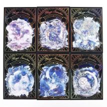 10 Stück PET-Aufkleber, Verzauberung, Sterne, Kunst, Nachthimmel, Muschel, Licht, Hintergrund, Schreibpaket, Auswahl, Sammelalbum, geschnitten, 150 x 91 mm
