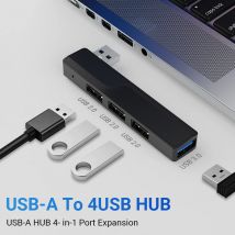 4-in-1-USB-Hub, USB 3.0-Splitter, Multiport, USB 2.0-Hub-Port-Expander, schnelle Datenübertragung, 4 Ports für Mac, PC, Laptop, Drucker, mobile Festplatte