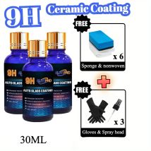 3 Sätze 9H Keramikbeschichtung Autopolitur Hochglanz Langlebig Anti-Kratzer Hydrophobe Autowchsbeschichtung Autopflegeprodukte (30 ml)