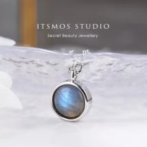 ITSMOS Halskette mit Anhänger aus natürlichem Labradorit, Mondstein, schlicht, rund, Rosenquarz, Amethyst-Stein, eleganter Schmuck für Frauen, romantisch