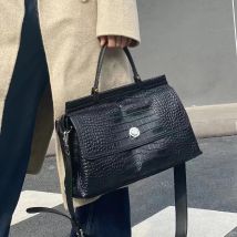 Echtes Leder Handtasche Krokodil Muster Top Grain Rindsleder Pendler Tasche Aktentasche Neue Stil Große Kapazität Umhängetasche Frauen