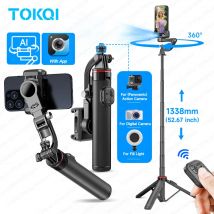 Stabilizzatore cardanico portatile C22 AI Face Tracking 360 °   Treppiede per selfie stick con rotazione per telefono cellulare, vite da 1/4'' per fotocamera