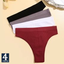 FINETOO 4 Teile/satz Nahtlose Frauen Pantys Hohe Taille Slips Einfarbig Brasilianische Höschen Mädchen Sexy Unterhosen Für Frauen Dessous