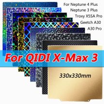 330x330mm Per QIDI X-Max 3 Piastra di Costruzione Elegoo Neptune 4/3 Plus, Anycubic Kobra 2 Plus, Geetch A30, Troxy X5SA Pro PEI PEO Copriletto