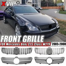 Rejilla de carreras XVIP estilo GTR negra brillante delantera para Mercedes Benz CLS W219 CLS350 CLS500 2005-2008 rejillas de parachoques estilo diamantes