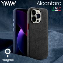 YMW ALCANTARA Custodia magnetica per iPhone 15 Pro Max 14 13 mini Interni supercar di lusso Stessa copertura magnetica per telefono in pelle scamosciata
