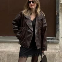 Vintage Burgunderrote übergroße Lederjacken für Damen, modisch, einreihig, Taschen, Reversmäntel, 2024, Lady Y2k, Streetwear, Winter