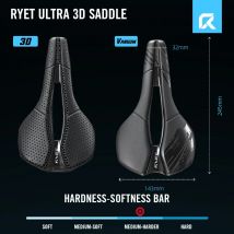 RYET 3D-gedruckter Fahrradsattel 245 x 143 mm Vakuumpolsterung Sättel MTB Gravel Road Racing Kissen Vollcarbon Radfahren Fahrradteile