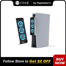 IINE PS5 Temperature-Controlled Cooling Fan Upgraded Cooler Fan with USB3.0 Hubs Compatible with PS5 Disc & Digital Edition
