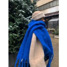 Zimowy Szalik Damski Luksusowy Jesienno-Zimowy Szalik Kaszmirowy Gruby Ciepły Szal Klasyczne Frędzle Puszysty Szalik Jednolity Kolor Miękki Szal