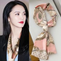 Frauen Seiden druck Design Schal Schal Mode Luxus lange schmale kleine Seiden schals Damen Stirnband Kopftuch Tasche Griff Band