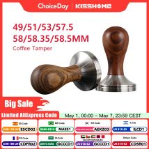 Kaffee Tamper Holz Espresso Pulver Hammer 41/49/51mm/53mm/57/57,5mm/58mm/58,35mm Edelstahl Barista Werkzeug Kaffee Zubehör