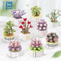 Bouquet Moc Block Blume Sukkulenten Topf Bausteine fit für romantische Kit Montage Ziegel Spielzeug für Kinder Mädchen Geschenk