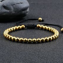 Trendy Copper Beads Bracelets 5mm Handmade Adjustable Braided Strand Bangles for Women Men Yoga Healing Fashion Jewelry Pulseira