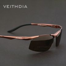 VEITHDIA Herren-Sonnenbrille, Aluminium-Magnesium, polarisierte UV400-Linse, randlos, zum Fahren, Angeln, Sonnenbrille, Sportbrille für Männer, 6535