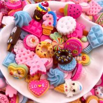 20PCS Harz Kawaii Bunte Verschiedene Selbstklebende Popsicle Kuchen Süßigkeiten Modell Sammelalbum Flatback 3D Lebensmittel Figur DIY Wohnkultur