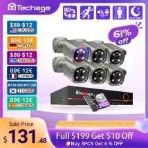 Techage 8CH 4K UHD 8MP Sistema di telecamere H.265 PoE NVR Kit Video sorveglianza esterna AI Rilevamento umano Conversazione bidirezionale CCTV Set