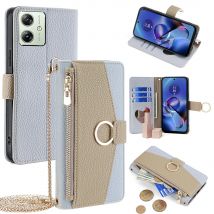 Langkettige Umhängetasche mit Reiß verschluss für Motorola G34 G04 G24 G84 G54 G14 Leder Umhängetasche Moto G34 mit Lanyard