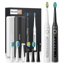 Fairywill Sonic Elektrische Zahnbürste FW-D7 Set USB-Lade-Zahnbürstenetui für Erwachsene mit Zahnbürstenköpfen 5-Modus Smart Time