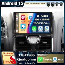 Radio samochodowe z Androidem 15 i funkcją Carplay do Chrysler Grand Voyager 5 oraz Dodge Grand Caravan 2008 2011-2020, GPS, multimedialny odtwarzacz stereo.