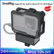 SmallRig Gabbia per fotocamera completa nera per GoPro HERO 9/10/11/12 Gabbia con due supporti per pattini freddi Video Vlog Rig 3083C
